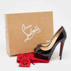 Christian Louboutin Black Patent Leather Lady Peep Pumps Size 37.5