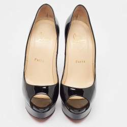 Christian Louboutin Black Patent Leather Lady Peep Pumps Size 37.5