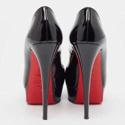 Christian Louboutin Black Patent Leather Lady Peep Pumps Size 37.5