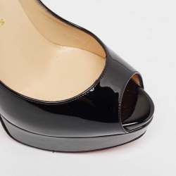 Christian Louboutin Black Patent Leather Lady Peep Pumps Size 37.5