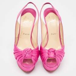 Christian Louboutin Pink Satin Jenny Slingback Pumps Size 37.5 