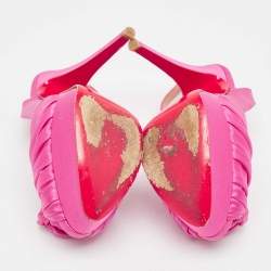 Christian Louboutin Pink Satin Jenny Slingback Pumps Size 37.5 