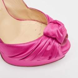 Christian Louboutin Pink Satin Jenny Slingback Pumps Size 37.5 