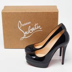 Christian Louboutin Black Patent Leather Bianca Platform Pumps Size 38.5