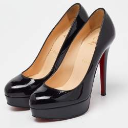 Christian Louboutin Black Patent Leather Bianca Platform Pumps Size 38.5