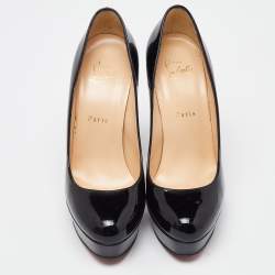 Christian Louboutin Black Patent Leather Bianca Platform Pumps Size 38.5