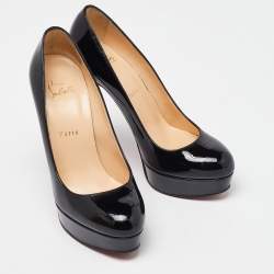 Christian Louboutin Black Patent Leather Bianca Platform Pumps Size 38.5