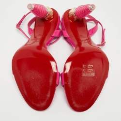 Pre Owned Christian Louboutin Pink Patent Lipgloss Ankle Strap Sandals Size 39