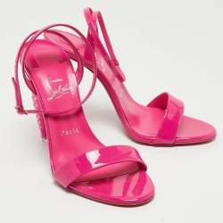 Pre Owned Christian Louboutin Pink Patent Lipgloss Ankle Strap Sandals Size 39