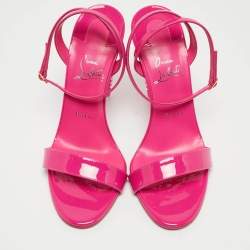 Pre Owned Christian Louboutin Pink Patent Lipgloss Ankle Strap Sandals Size 39