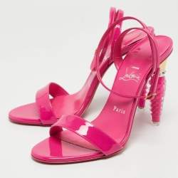 Pre Owned Christian Louboutin Pink Patent Lipgloss Ankle Strap Sandals Size 39