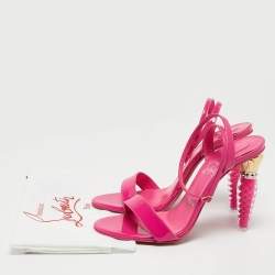 Pre Owned Christian Louboutin Pink Patent Lipgloss Ankle Strap Sandals Size 39