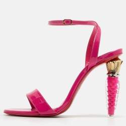 Pre Owned Christian Louboutin Pink Patent Lipgloss Ankle Strap Sandals Size 39