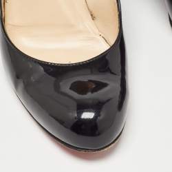 Pre Owned Christian Louboutin Black Patent Leather Ron Ron Wedge Pumps Size 38.5