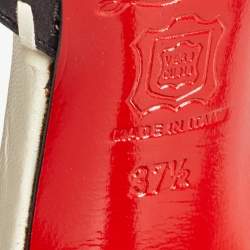 مملوكة مسبقًا Christian Louboutin Black Leather Whipstitch Detail Peep Toe D'Orsay Pumps Size 37.5