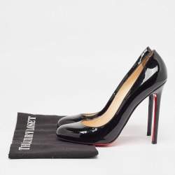 Christian Louboutin Black Patent Leather Simple Pumps Size 37.5