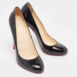 Christian Louboutin Black Patent Leather Simple Pumps Size 37.5