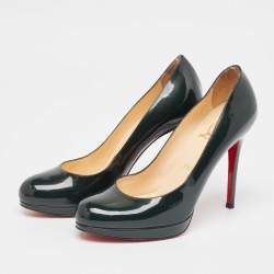 Christian Louboutin Green Patent Leather Simple Pumps Size 37.5