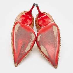 مملوكة مسبقًا Christian Louboutin Gold Python Leather Pointed Toe Pumps Size 38.5