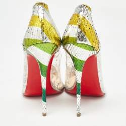 Christian Louboutin Multicolor Embossed Snakeskin, Patent and PVC Debout Pumps Size 40