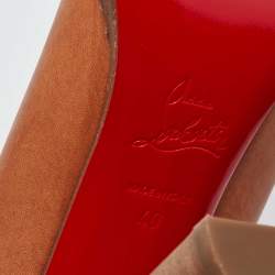 Pre Owned Christian Louboutin Brown Leather Open Toe Block Heel Ankle Strap Sandals Size 40