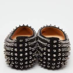 مملوكة مسبقًا Christian Louboutin Black Suede Pigalle Spikes Ballet Flats Size 38