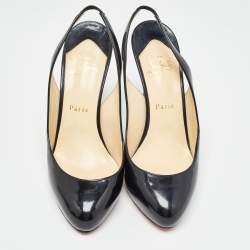 Christian Louboutin Black Patent Leather Fifi Slingback Pumps Size 38.5