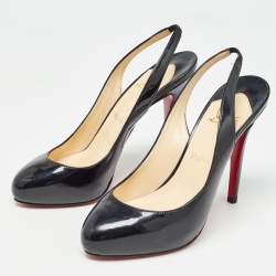 Christian Louboutin Black Patent Leather Fifi Slingback Pumps Size 38.5