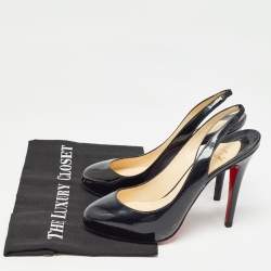 Christian Louboutin Black Patent Leather Fifi Slingback Pumps Size 38.5