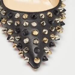 مملوكة مسبقًا Christian Louboutin Black Leather Pigalle Spikes Pumps Size 37.5