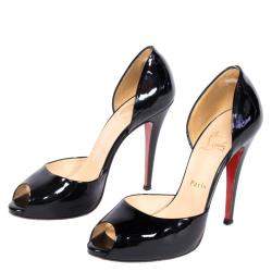 Christian Louboutin Black Patent Leather Madame Claude D'orsay Pumps Size 39