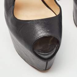 Pre Owned Christian Louboutin Black Leather Exagona Sandals Size 37.5