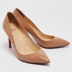 Pre Owned Christian Louboutin Beige Patent Pigalle Pumps Size 39