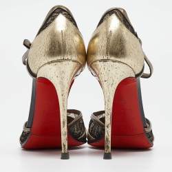 مملوكة مسبقًا Christian Louboutin Gold Leather Pointed Toe Pumps Size 36.5