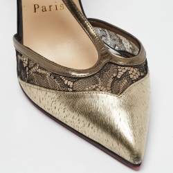 مملوكة مسبقًا Christian Louboutin Gold Leather Pointed Toe Pumps Size 36.5