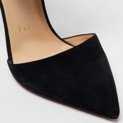 Pre Owned Christian Louboutin Black Suede Harler Ankle Strap Pumps Size 37