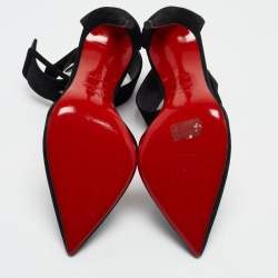 Pre Owned Christian Louboutin Black Suede Harler Ankle Strap Pumps Size 37