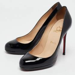 Pre Owned Christian Louboutin Black Patent New Simple  Pumps Size 38.5 