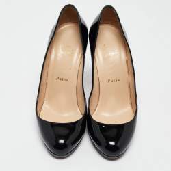 Pre Owned Christian Louboutin Black Patent New Simple  Pumps Size 38.5 