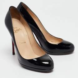 Pre Owned Christian Louboutin Black Patent New Simple  Pumps Size 38.5 