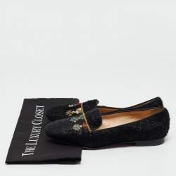 Christian Louboutin Black Persian Lamb Fur Dictateur Smoking Slippers Size 36.5