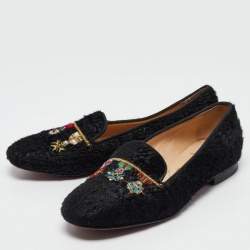 Christian Louboutin Black Persian Lamb Fur Dictateur Smoking Slippers Size 36.5