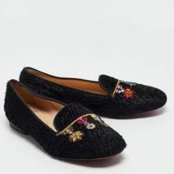 Christian Louboutin Black Persian Lamb Fur Dictateur Smoking Slippers Size 36.5