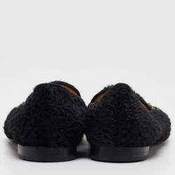 Christian Louboutin Black Persian Lamb Fur Dictateur Smoking Slippers Size 36.5