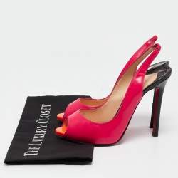 Christian Louboutin Multicolor Patent Leather Flo Slingback Pumps Size 37.5