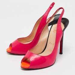 Christian Louboutin Multicolor Patent Leather Flo Slingback Pumps Size 37.5