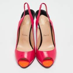 Christian Louboutin Multicolor Patent Leather Flo Slingback Pumps Size 37.5