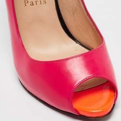 Christian Louboutin Multicolor Patent Leather Flo Slingback Pumps Size 37.5