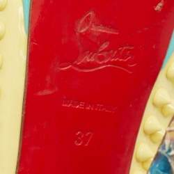 مملوكة مسبقًا Christian Louboutin Yellow Patent Leather Lady Peep Spike Slingback Pumps Size 37