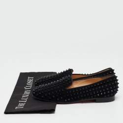 Christian Louboutin Black Suede Rollerboy Loafers Size 36.5